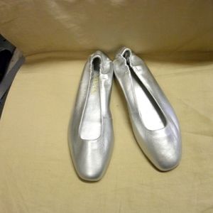 womens silver leather "Mainframe" shoes